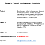 Requests for Proposals – Pre-qualification (Students) Learning Resources